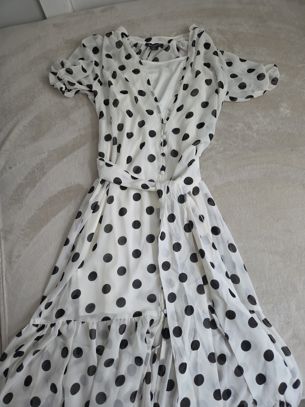 Bailey 44 White Maxi Dress with Black Polka Dots